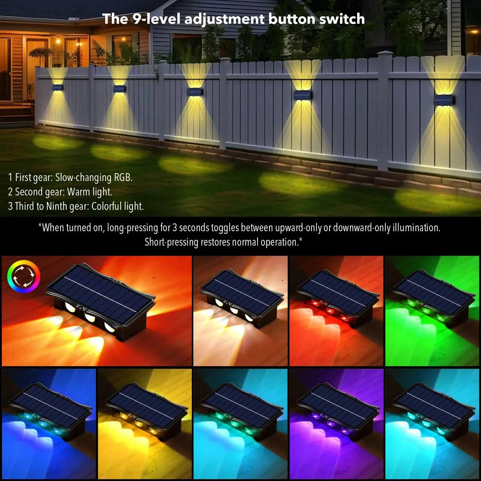 

D2 Wall Lamp Led House Outdoor Solar Lamp Up And Down Luminous Lighting Balcony Yard Decoration Garden Exterior Solar Wall Light