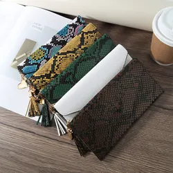 Fashionable women's long wallet, coin wallet, three fold multi card slot tassel decoration multifunctional wallet, elegant PU le