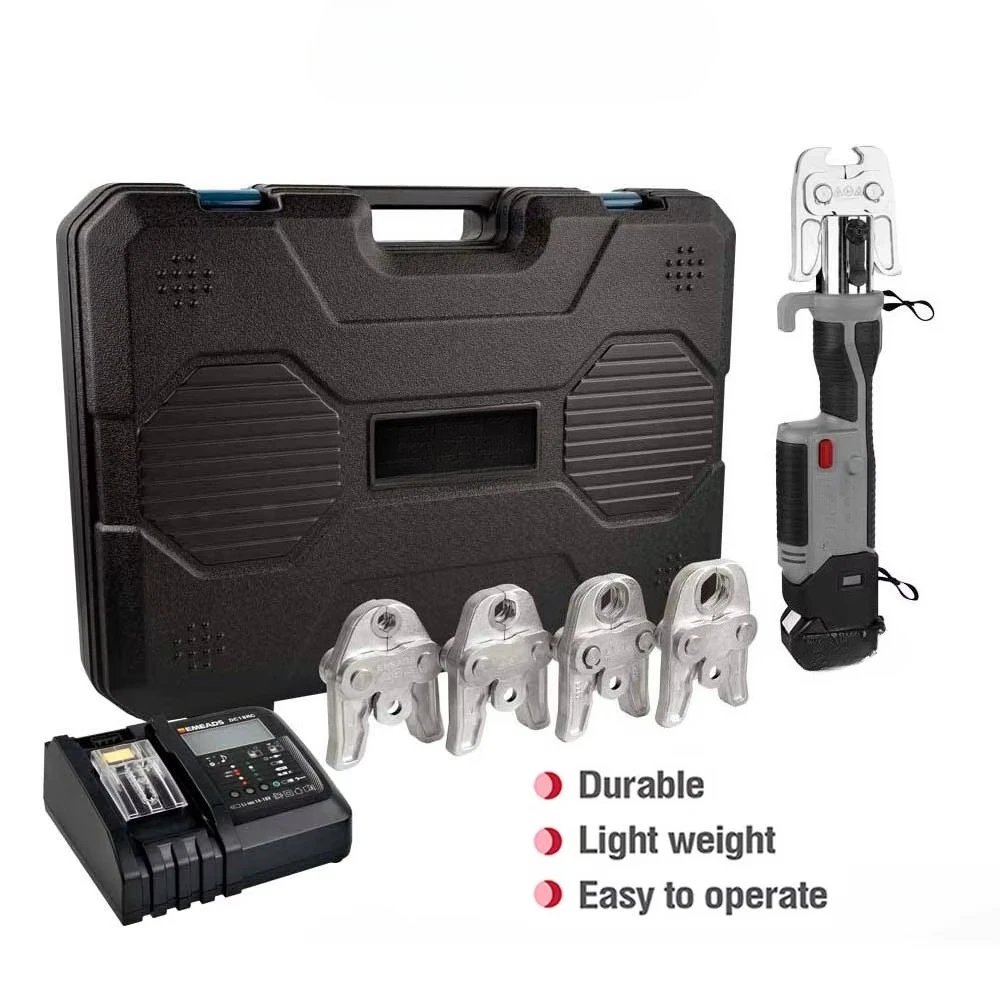 Emeads Portable Cordless Hydraulic Copper Press Tool for Plumbing PEX Pipe Fittings 18V 4.0Ah Li-ion Battery 1/2