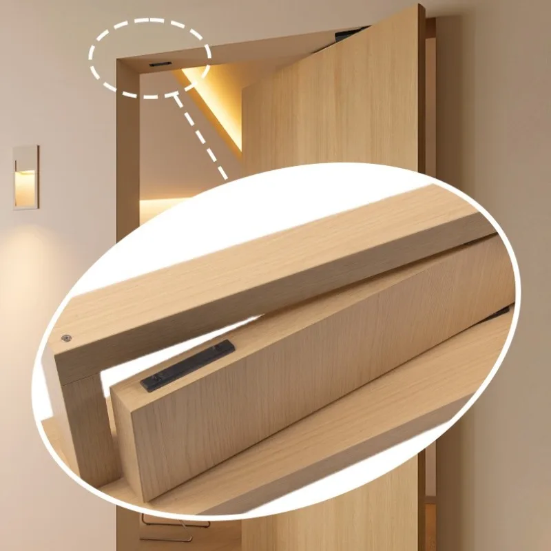 Automatic Positioning Pivot Door Magnetic Stop Anti Collision Double Swing Doors No Groove Top Mounted Hardware for Interior