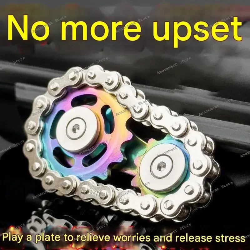 

decompression finger chain tooth flywheel chain fingertip gyro relieves anxiety decompression artifact gear mechanical metal