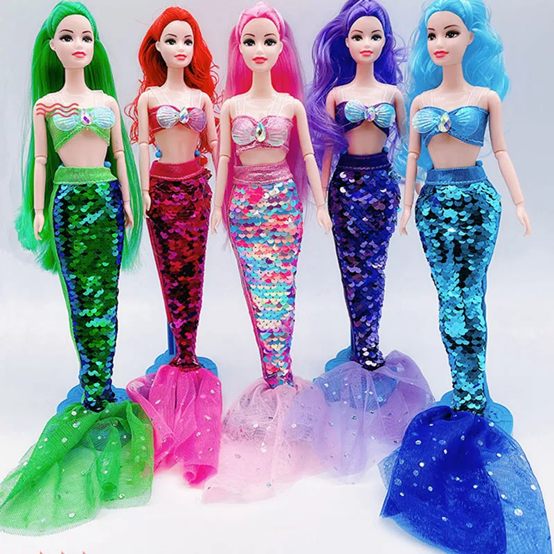 30Cm Doll Clothes Sequin Mermaid Skirt Princess Dress Fashionable Suit For Barbie 1/6 BJD 11.8'' Doll Casual Clothing Girl Gift