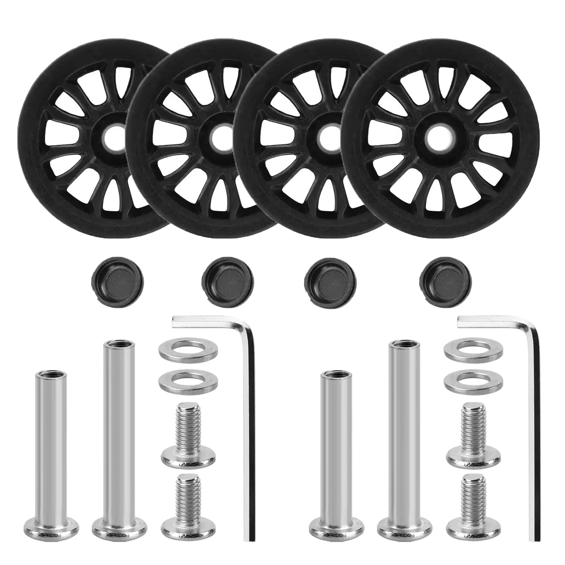 4Pcs 50mm Luggage Wheel Black Travel Suitcase Replacement Wheels with Screw Plastic Luggage Caster Trolly Casters Repair Kits