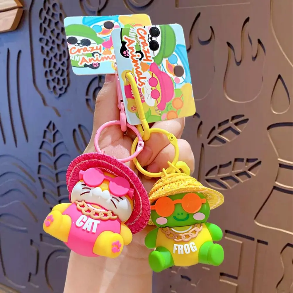 Key Holder Soft Straw Hat Doll Keychain Portable Creative Animal Key Chain Fashion Ornament Cartoon Bag Pendant Bag