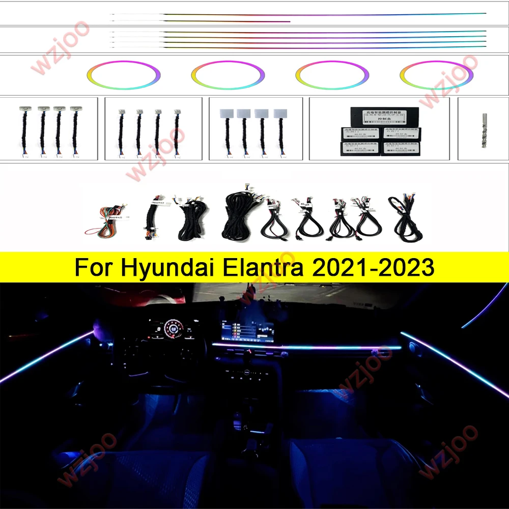 LED Car Inner Ambient light For Hyundai Elantra 2021-2023 dynamics Symphony Ambience lamp screen +APP Controls