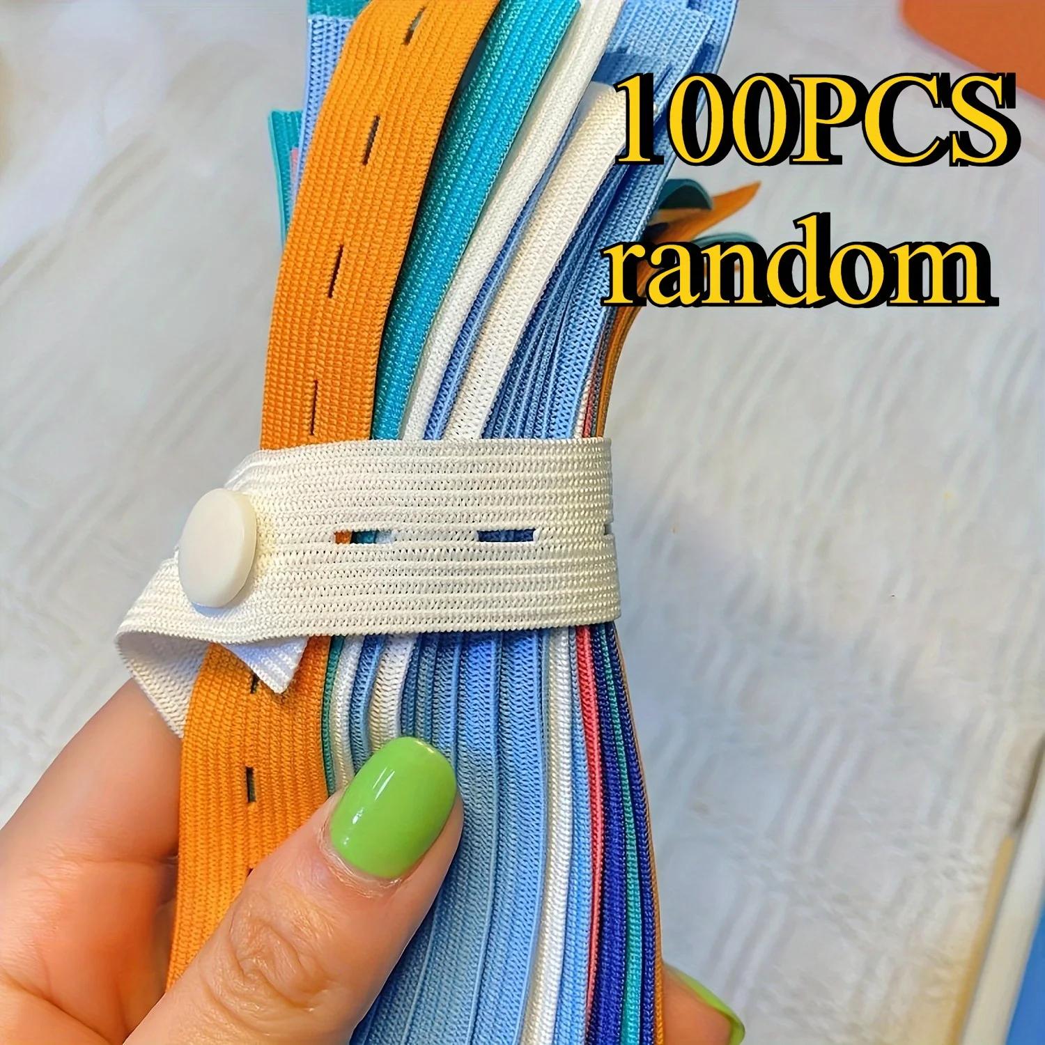 100Pcs/Set Random Color Durable Canvas Elastic Storage Straps With Adjustable Button Space Saving Clothes Organizer Bands For Lu