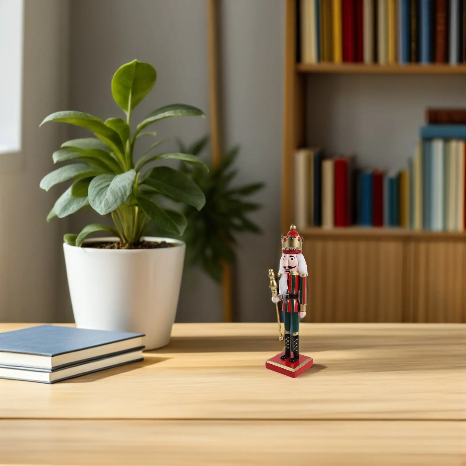 Wooden Nutcracker Soldier Christmas Decoration, Circus Theme, 25cm Holiday Mantel & Desktop Ornament