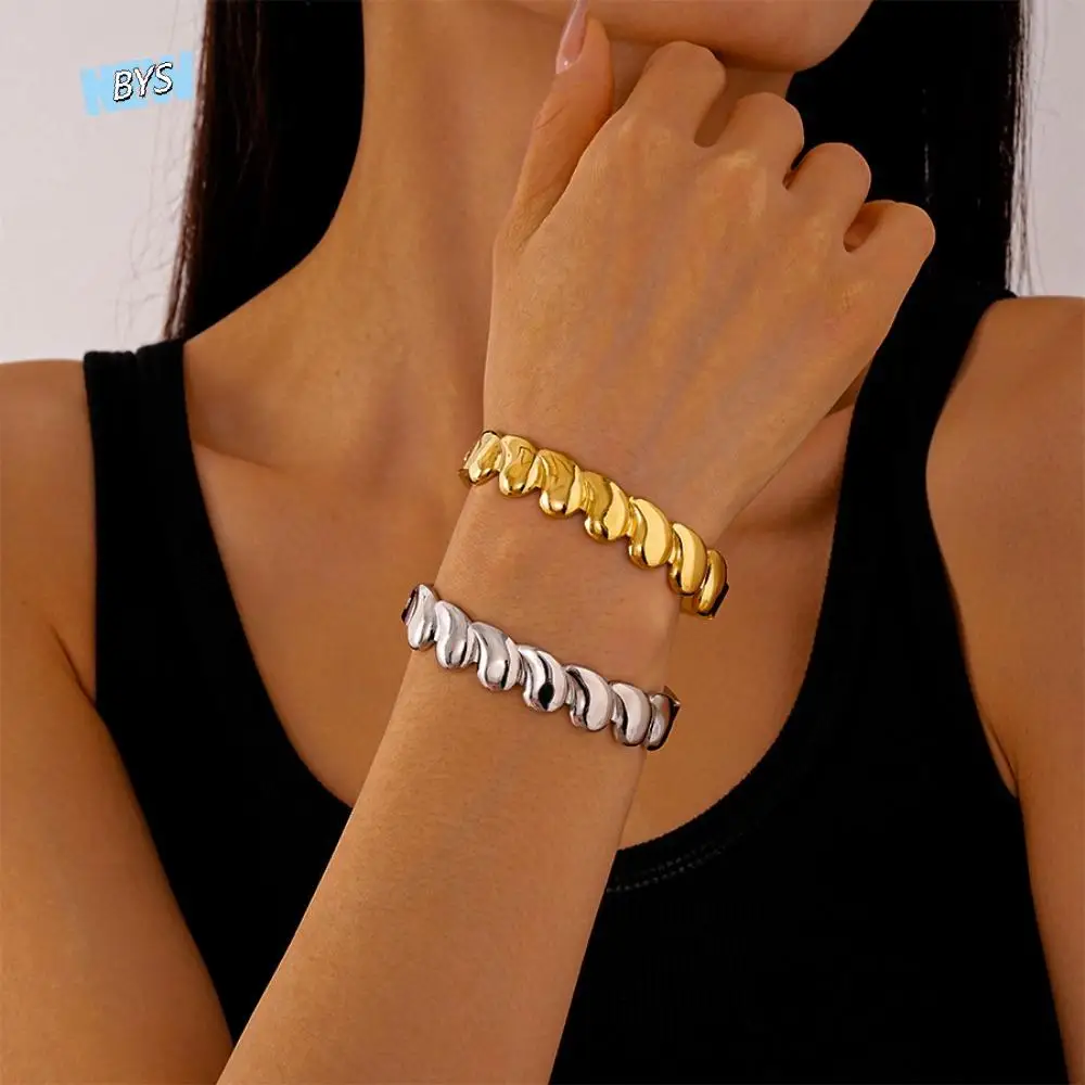 

Metal Wide Open Bangle Water Droplet Shape Butterfly Cuff Bangles Europe American Style Minority Design Exaggerated Bracelet
