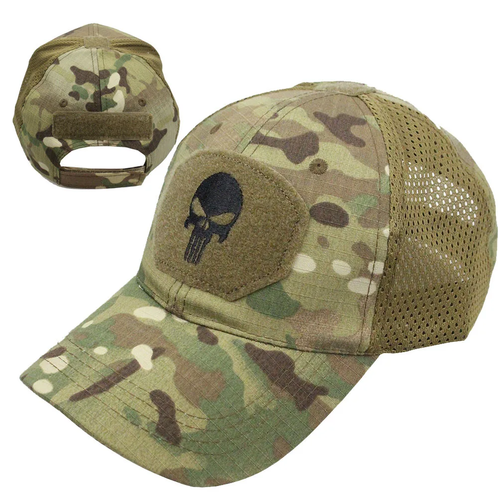 Tactical Camouflage Baseball Cap Mesh Breathable Special Forces Tactical Camo Hat Skull Duck Visor Hat