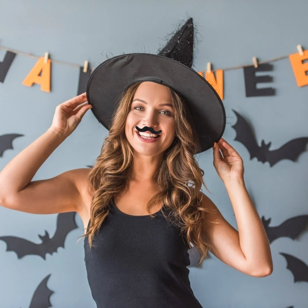 

2Pcs Fake Beard Mustaches Halloween Party Cosplay Props One Size Realistic Self Adhesive Masquerade Supplies Fake Mustaches