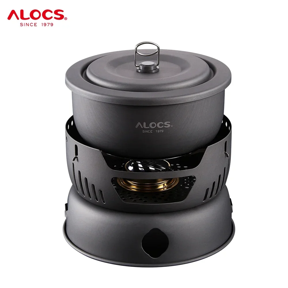 Alocs Hiking Backpacking Outdoor Cooking Pots and Pans Mess Kit Portable ollas de cocina Camping Cookware Set with Stove