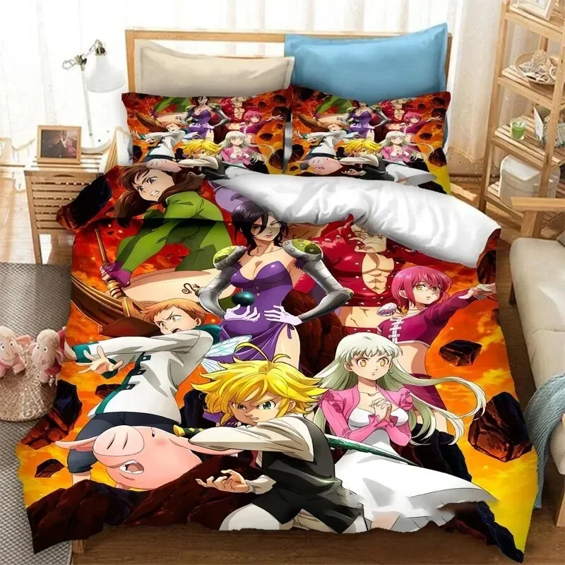 

3D Print Anime The Seven Deadly Sins Bedding Set Boys Girls Twin Queen Size Duvet Cover Pillowcase Bed Kids Adult Home Textiles
