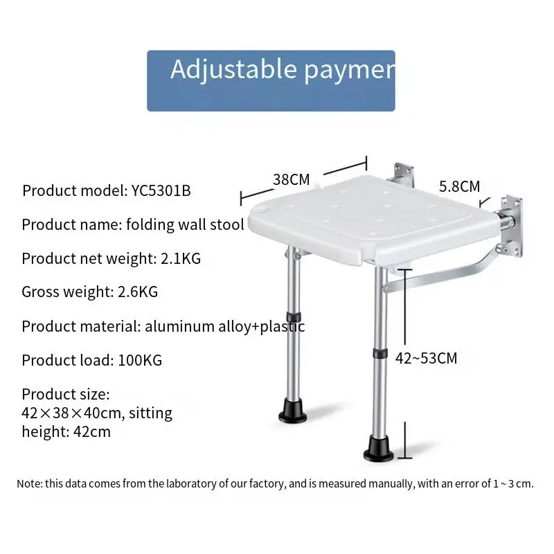 Foldable Shower Chair Space-Saving Bathroom Stool Wall-Mounted Design for Elderly Pregnant Women Hygienic Shower Seat