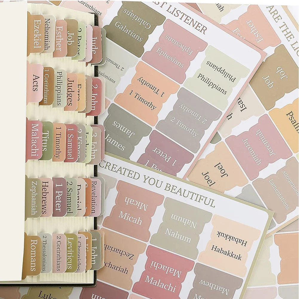 5/6 Sheets Bible Index Label Sticker Self-adhesive Paper Tabs Bible Index Tabs for Study Read Bookmark Stickers Study Tool