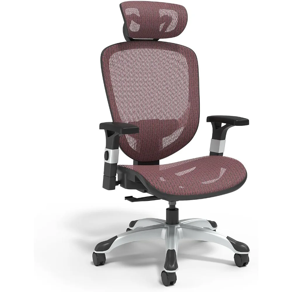 

Hyken Ergonomic Swivel Task Chair, Adjustable with Breathable Mesh & Lumbar Support, Perfect for Home & Office, Maroon