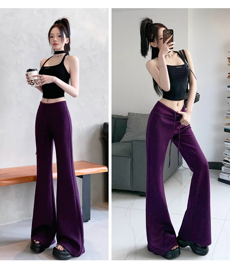 XIZOU Multicolored Drawstring Waist Casual Sweatpants Women Solid Simple Basic Minimalist Fitness Joggers Straight Pants
