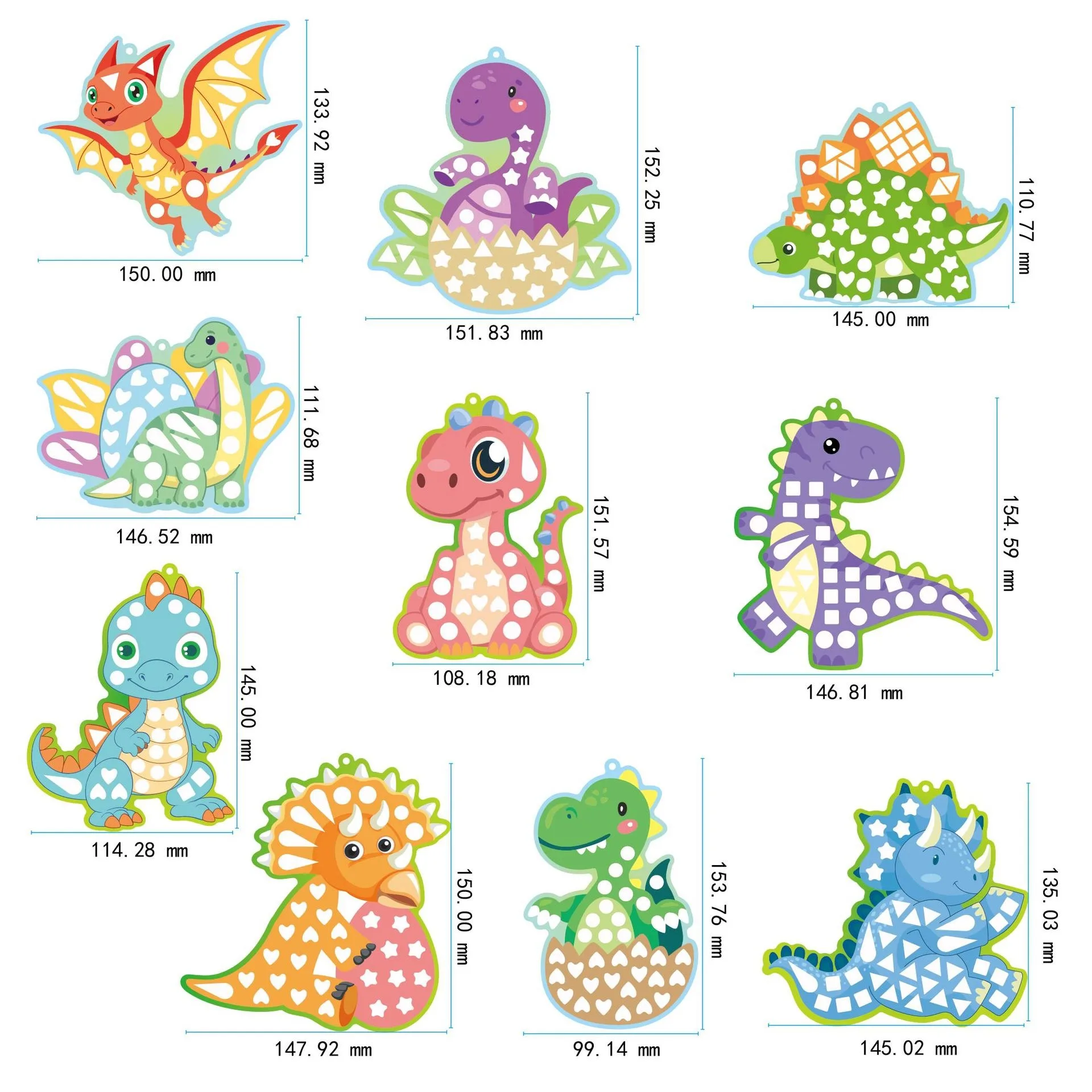 Dinosaur-Themed Mosaic Sticker Set for Children, Educational Early Learning DIY Craft, Shiny Mirror Coloring Toy, Adhesive Stickers for Baby's Creative Painting