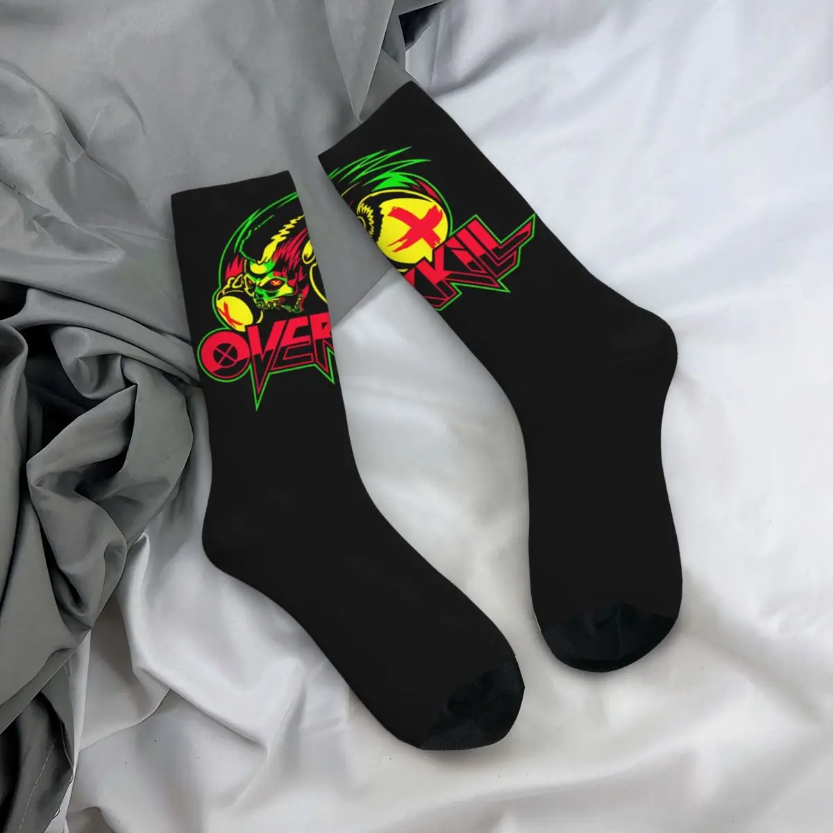 Overkill Heavy Metal Rock Band Middle Socks for Women Men Accessories All Seasons Comfortable Middle Tube Socks Sweat Absorbing