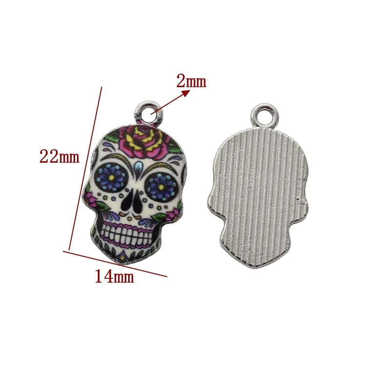 5/10/31pcs Vibrant Day of the Dead Skull Charms Colorful Enamel Alloy Pendants For DIY Earring Necklaces Bracelet Jewelry Making