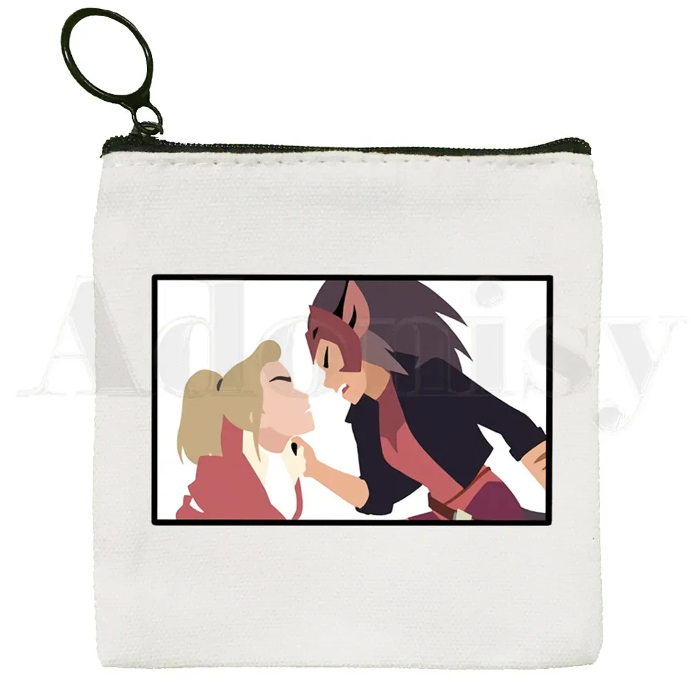 Adora Catra Love She Ra e Catra Cartoon Artwork Coin Purse, Saco De Armazenamento Pequeno, Saco De Cartão, Saco De Embreagem De Moedas, Saco De Chave Com Zíper