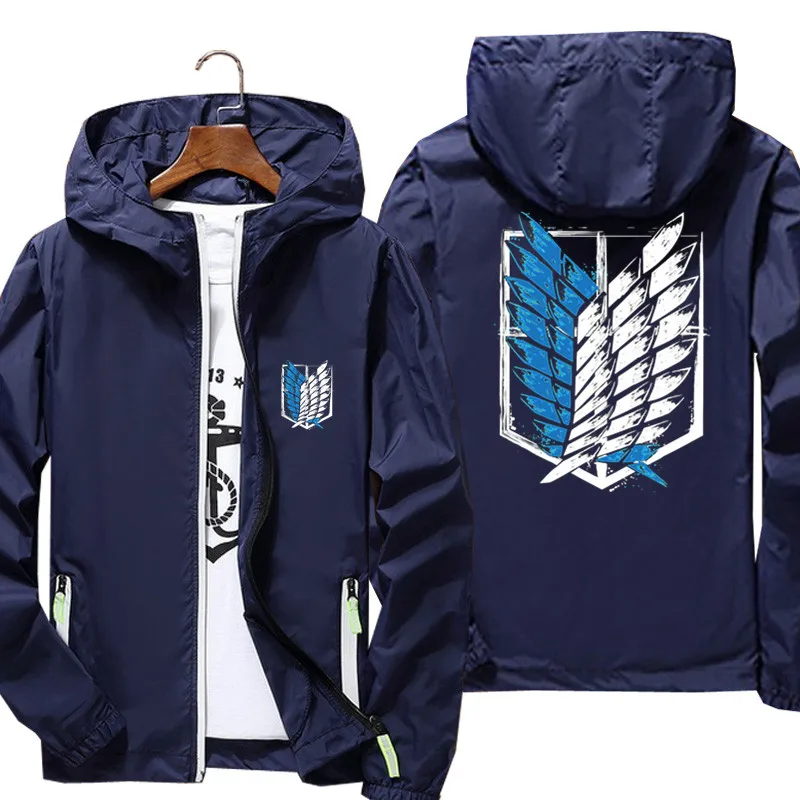 Men Women Attack On Titan Wings of Freedom Casual Reflective Windbreaker Pilot Hooded sun protection clothing