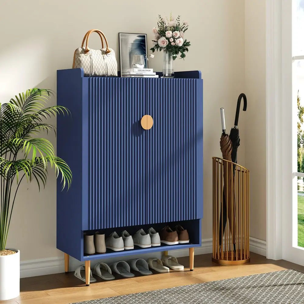

Shoe Cabinet Storage for Entryway, 6Tiers Modern Shoes Cabinet with Fluted Doors, Wood Shoes Rack with Adjustable Shelves, Shoe