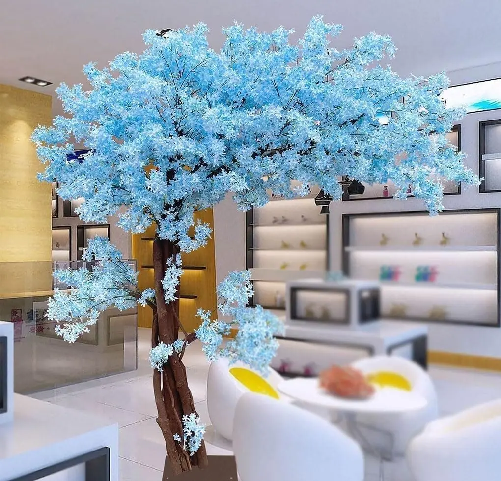 

Artificial Cherry Blossom Trees,Blue Simulation Fake Flowers Tree for Mall Hotel Restaurant Decoration DIY Wedding Decor