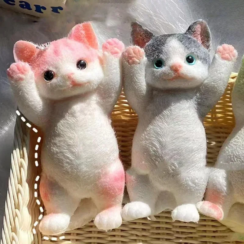 13CM Cute Taba Squishy Cat Fluffy Sticky Realistic Cat Stress Relieving Toy Simulation Cats Doll Squeeze Gift for Kids Adults