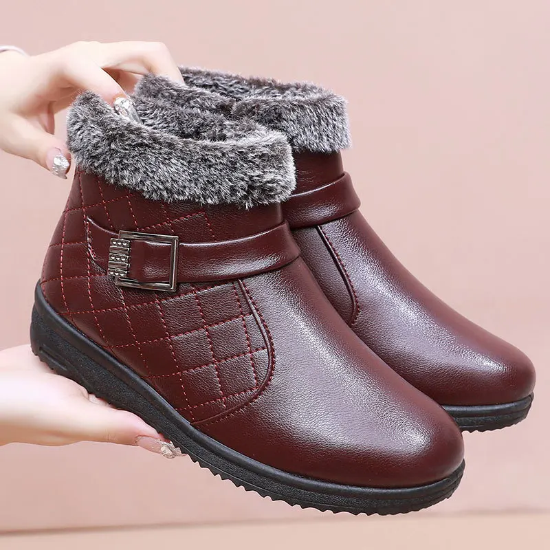 Ankle Boots for Womens Winter 2023 New Arrival Female Shoes Plush Warm Cotton Boots Women Comfy Velvet Shoes Mom Women\'s Boots