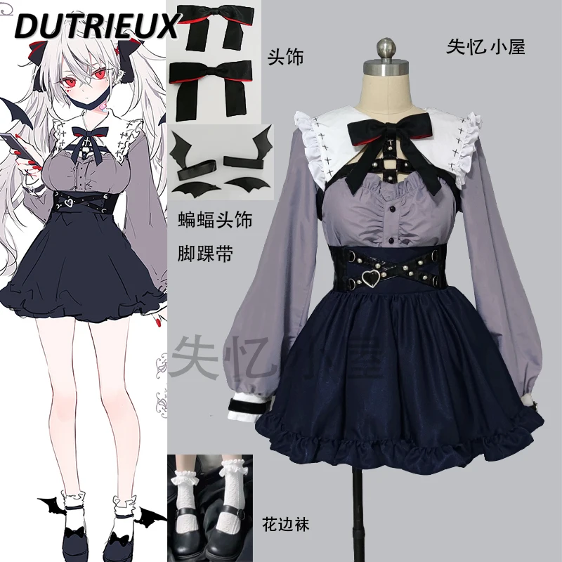 Damen 2 Stück Sets japanischen Stil Cosplay Kleidung Mode neue Frühling Herbst lässige Outfits Langarm Top und Rock Set