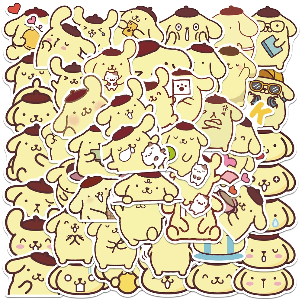 50/100pcs Sanrio Cute Pompompurin Dog Anime Cartoon Stickers DIY Scrapbook Phone Laptop Guitar Stationery Kid Graffiti Sticker