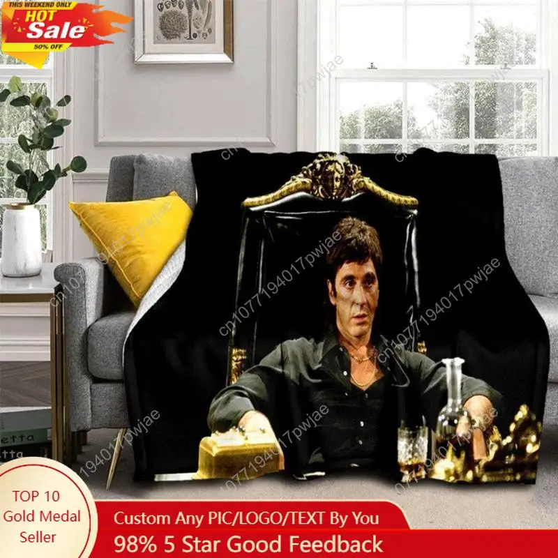 

3D Printing Movie Scarface Tony HD Blanket,Soft Throw Blanket for Home Bedroom Bed Sofa Picnic Travel Office Cover Blanket Kids