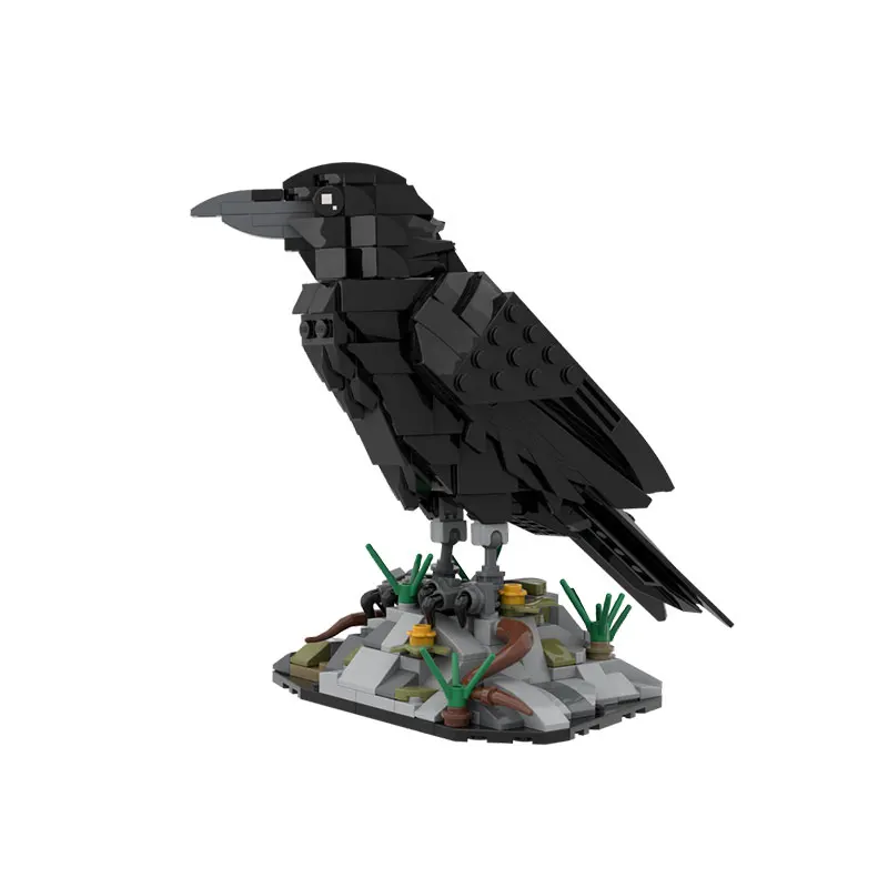 الغراب تجميع الجسيمات الصغيرة اللبنات الحيوان الطيور الصخور قاعدة الغراب لعبة مجسمة هدية #5