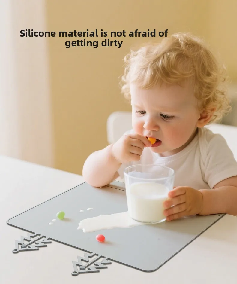 مفرش طاولة طعام بحافة تسنين من السيليكون، حصيرة تغذية أدوات مائدة للأطفال مضادة للسقوط ومضادة للأوساخ