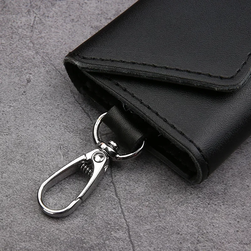 Funda de cuero genuino para hombre y mujer, Mini bolso para tarjetas, organizador de llaves, Cartera de vaca dividida para llaves de coche, ama de llaves