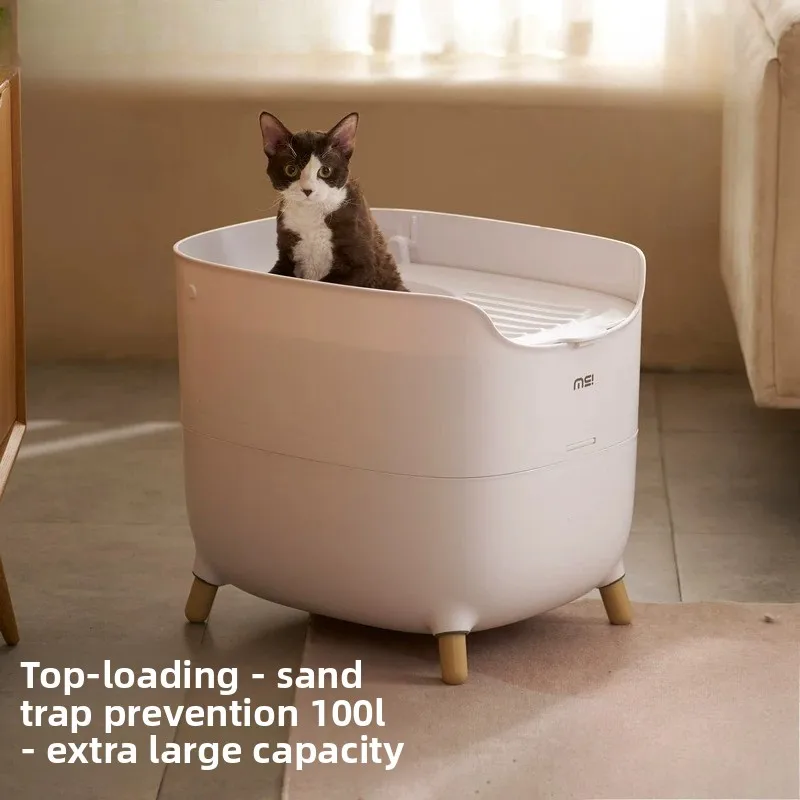 Jumbo Top Entry Cat Litter Box Fully Enclosed Cat Bedpans High Sided Litter Pan for Pet Large Covered Washroom for Multi Cats