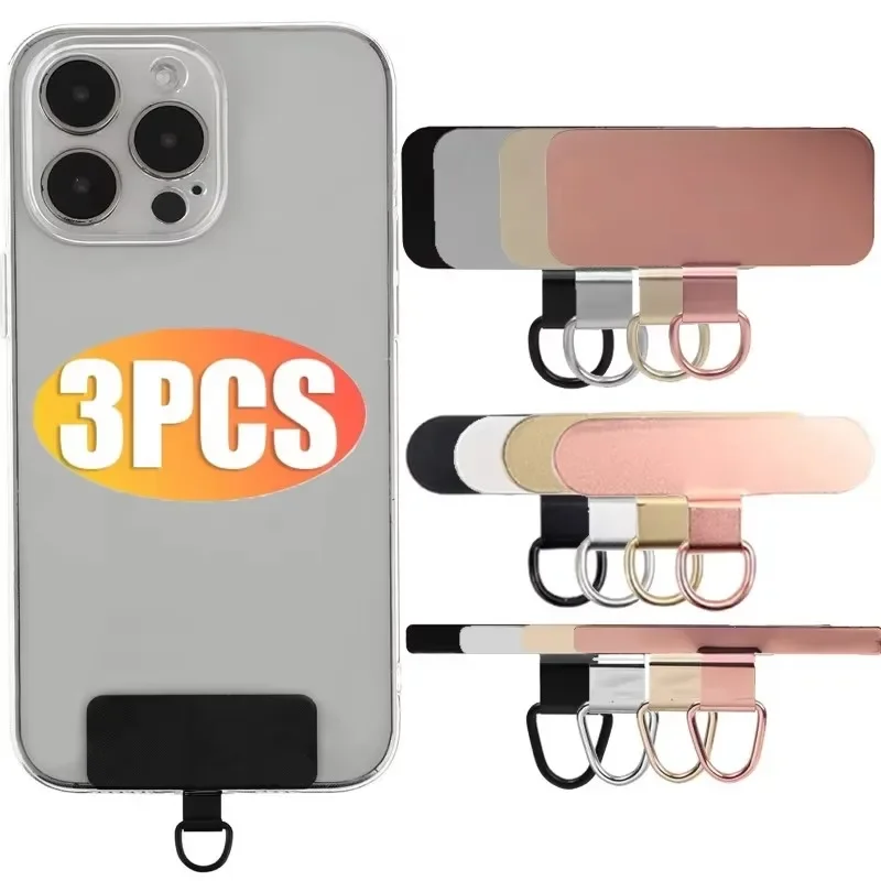 

3 шт., ремешок для телефона из нержавеющей стали, накладная прокладка, ультратонкий металлический подвесной шнур для телефона, сменные вкладки на трос, безопасная соединительная деталь