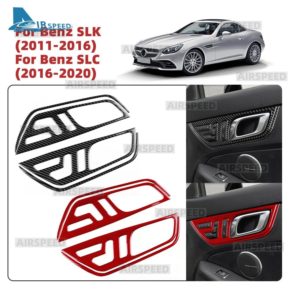 

Настоящая мягкая наклейка из углеродного волокна для Mercedes Benz SLK R172 2011-2014 2015 2016 SLC 2016-2020, рамка внутренней дверной ручки автомобиля