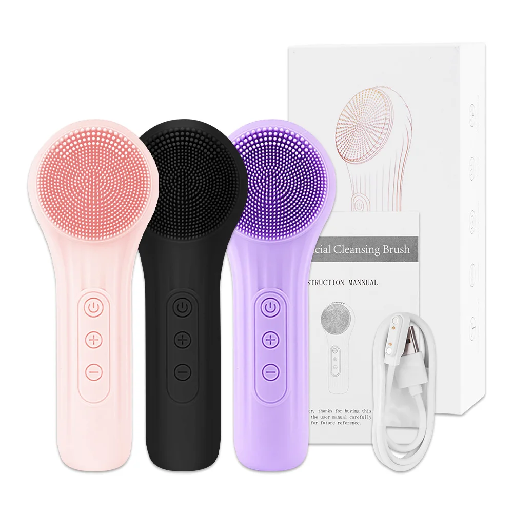 Ultrasonic Electric Silicone Face Cleansing Instrument Wash Brush Pore Cleaning Facial Vibration Massage Face Scrubber Massager