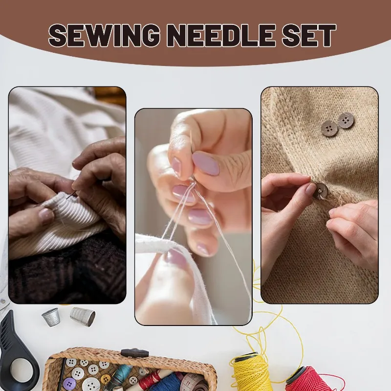 Large Eye Stitching Needles Set Stainless Steel Embroidery Needle Yarn Knitting Hand Sewing Needles Household DIY Crafts Tools
