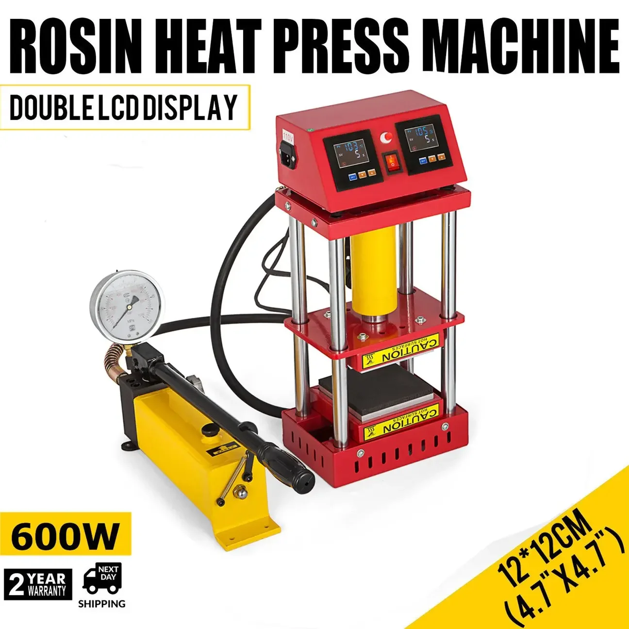 14,000PSI Pressure 10 Tons Manual Dual Heating Plates Hydraulic High Tech LCD Control 5x5 Heat Press