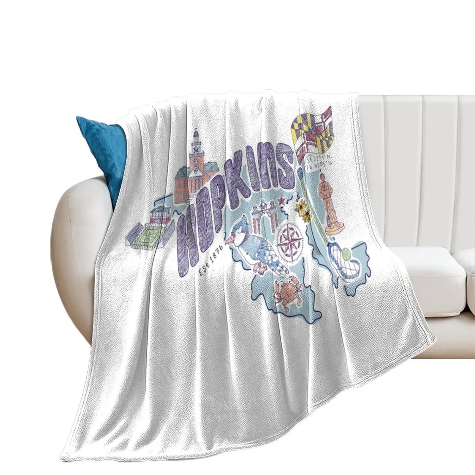 Johns Hopkins Icons Throw Blanket Camping Single Custom Summer Beddings Blankets