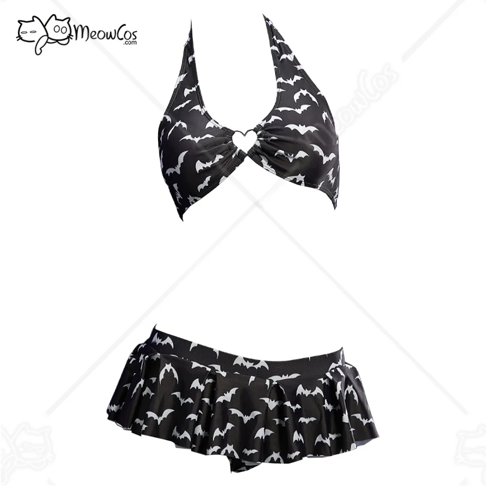 Women's Bikini Sets Goth Bathing Suit Two-Piece Swimsuit with Gothic Bat Print