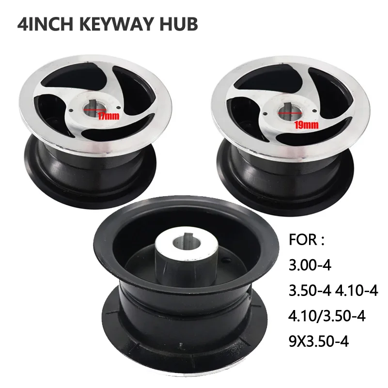 4 Inch 4.10/3.50-4 9x3.50-4 3.00-4 Hub Aluminium Alloy Wheel Rims Keyway Bearing Hub for MiNi Moto,ATV&Go Kart Electric Scooter