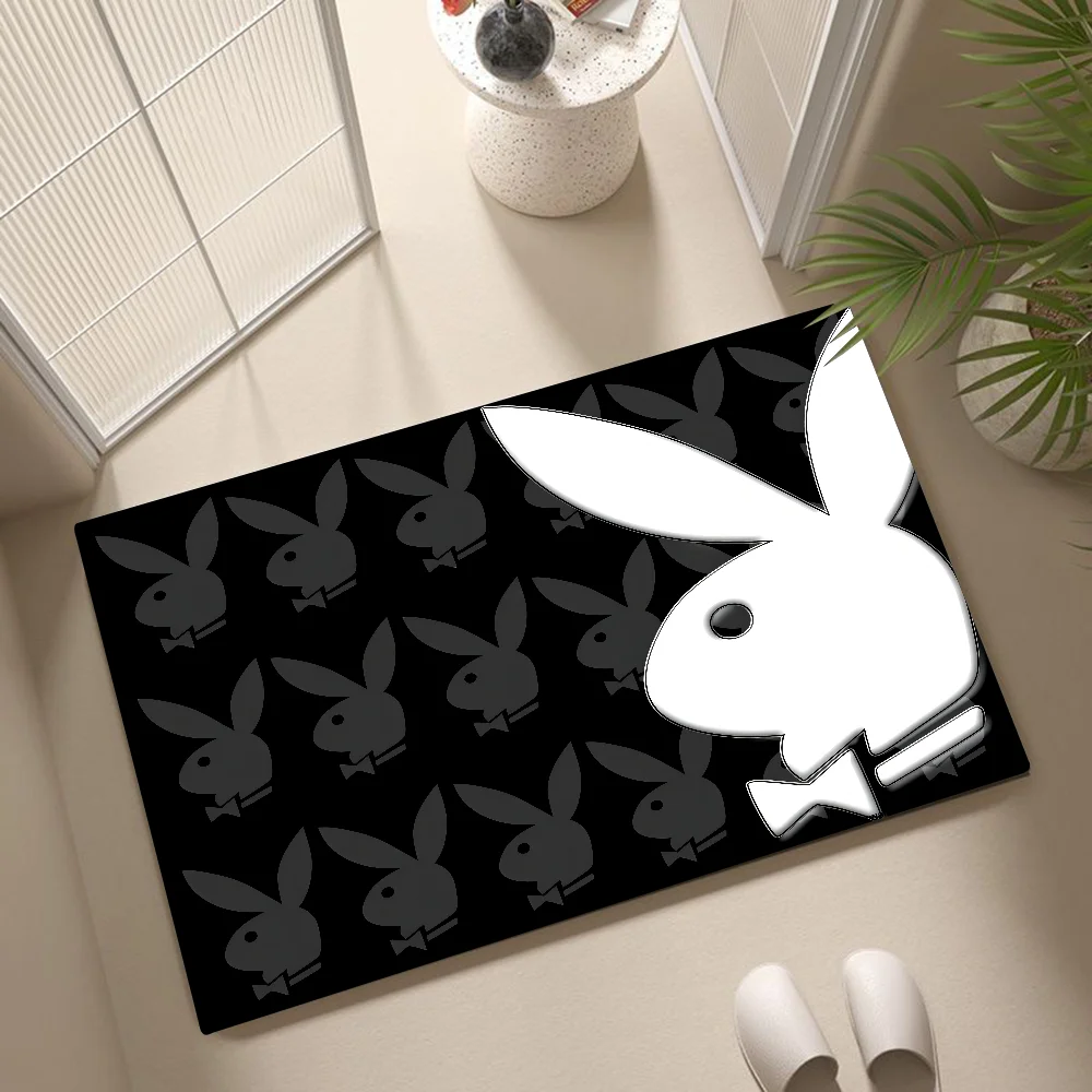 1pc Cartoon Rabbit Printing P-Play-boys Floor Mat Anti-Slip Kitchen Bedroom Handmade Tufted Rug Carpet Living Room Entrance Rug