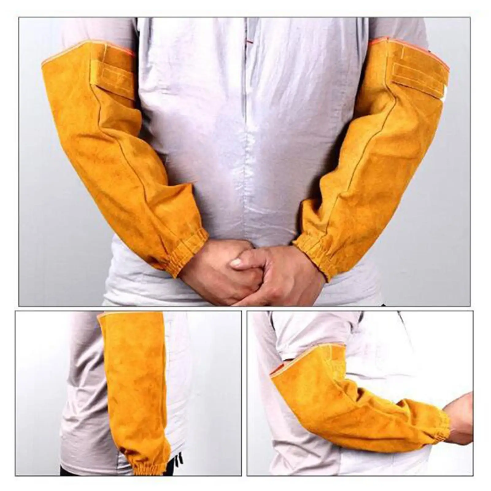 Leather Welding Work Sleeves for Men Women, Heat Resistant Flame Resistant Arm