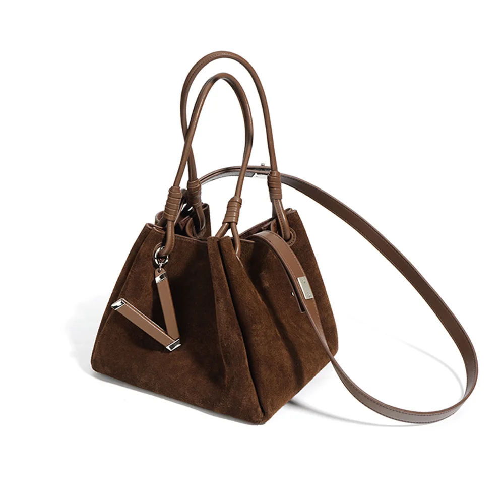 

2025 New High-end Messenger Bag Versatile Simple Women's Bag Anti-velvet Cowhide Handbag Commuter Versatile Shoulder Bag