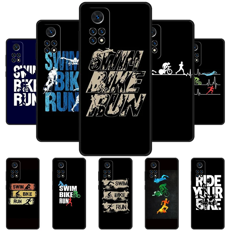 Triathlon Tri Life Swim Bike Run Phone Case For Redmi Note 11 EPro 11S 10T 9S Promax 8 Pro Xiaomi Mi 11 12X 12S Ultra Cover