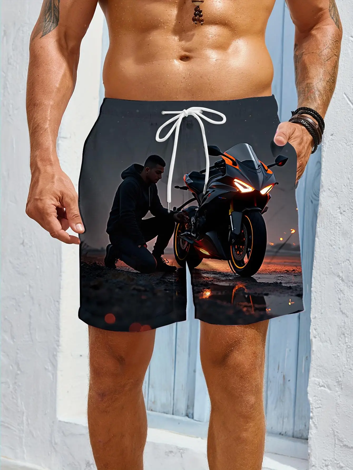 

1pcs Men's Short swim trunks2026 Summer 3D Printed Short sleeve running New pants Quick drying Breathable Polyester