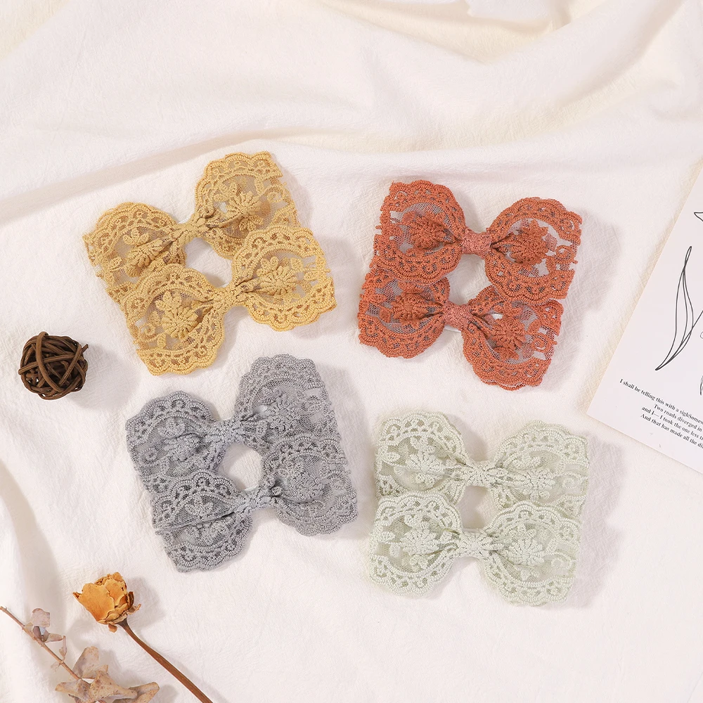 1Pc Cute Lace Bows Hair Clips Girl Delicate Hollow Bowknot Headwear Hairpins Lovely Kids Children Baby Hair Accessories 3.9Inch